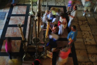 The Stone of Anointing (where Jesus' body was prepared for burial)